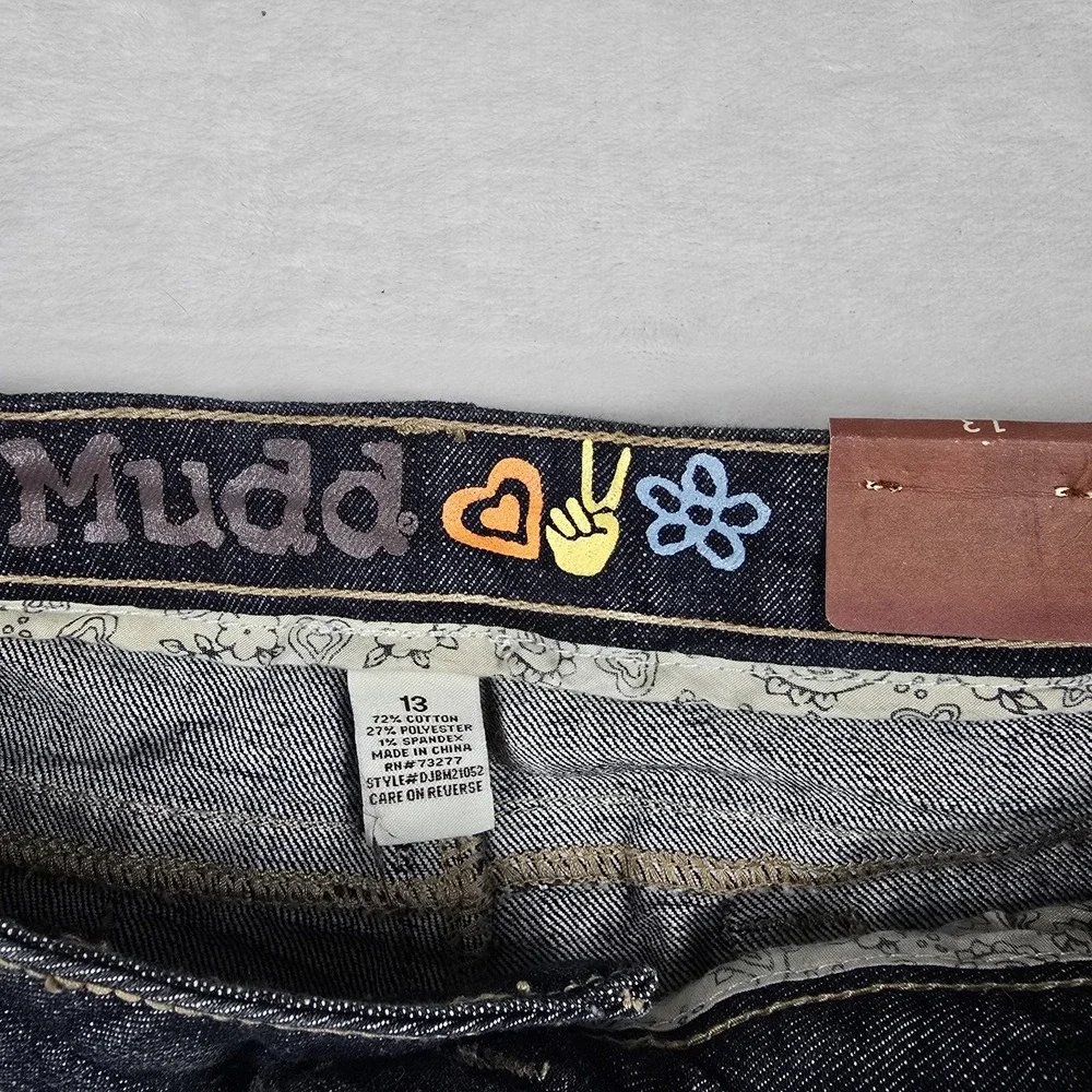 Mudd Girls Size 13 Dark Wash Paint Splatter Capri Bermuda Denim Jeans with Belt